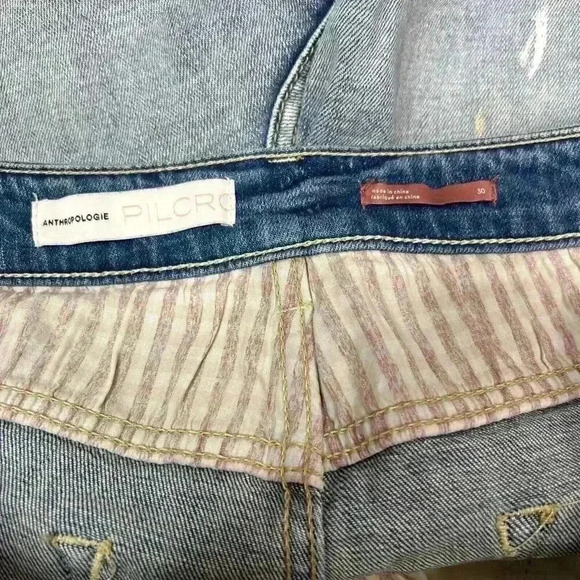 Anthropologie Pilcro Denim Shorts Sz 30 High Waist Distressed Paint - Picture 6 of 9